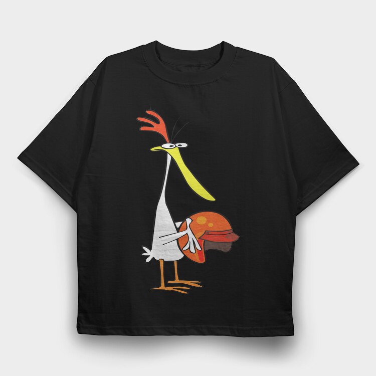 Cartoon Retro Cow and Chicken 5, Tricou Oversize Barbati (Unisex)