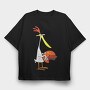 Cartoon Retro Cow and Chicken 5, Tricou Oversize Barbati (Unisex)