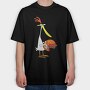 Cartoon Retro Cow and Chicken 5, Tricou Oversize Barbati (Unisex)