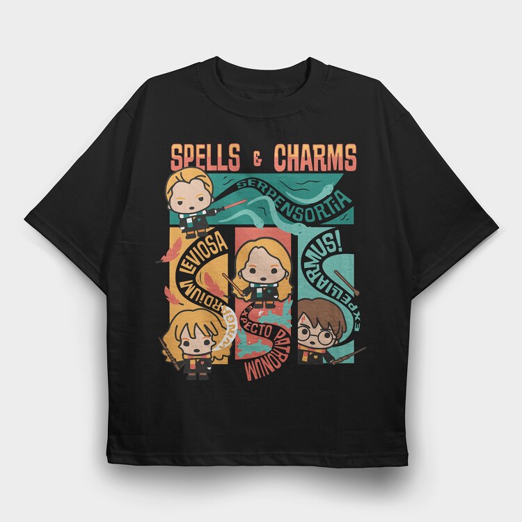 Spells and Charms Harry Potter, Tricou Oversize Barbati (Unisex)