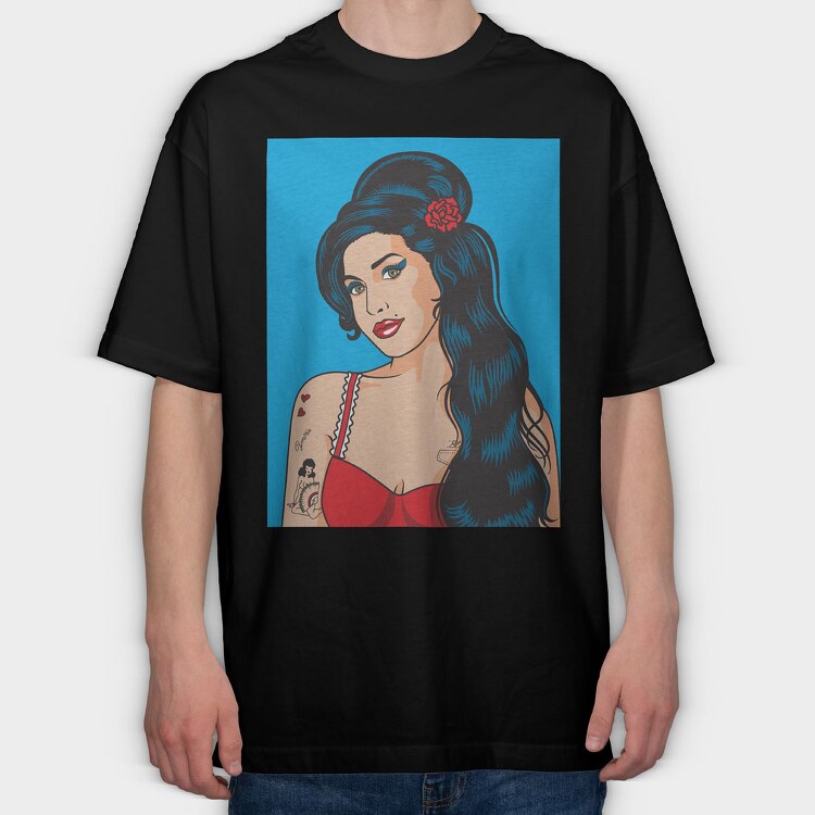 Amy Winehouse, Tricou Oversize Barbati (Unisex)