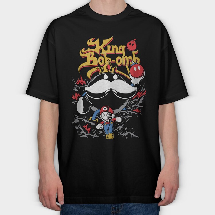 King Bob Omb Mario, Tricou Oversize Barbati (Unisex)