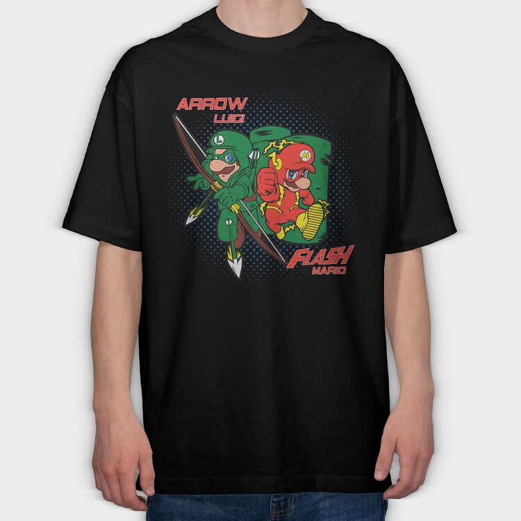 Arrow Luigi Flash Mario, Tricou Oversize Barbati (Unisex)