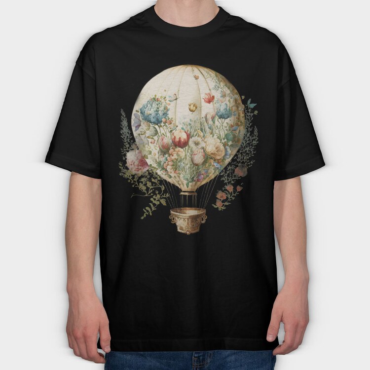 Balloon Floral Sky, Tricou Oversize Barbati (Unisex)