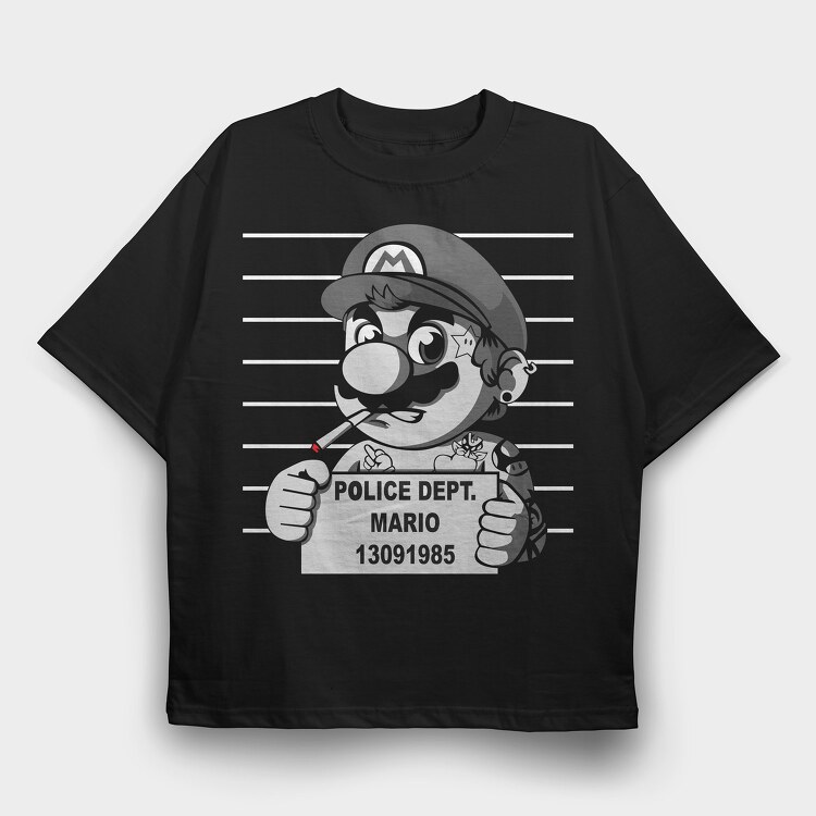 Police Dept Mario Bros, Tricou Oversize Barbati (Unisex)