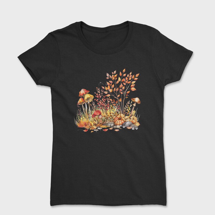 Autumn Mushrooms Leaves, Tricou Femei