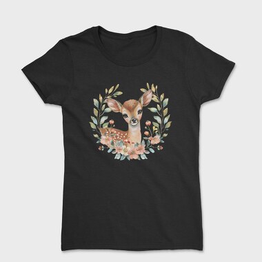 Baby Deer Flowers, Tricou Femei