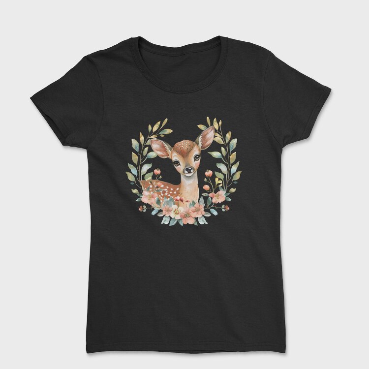 Baby Deer Flowers, Tricou Femei