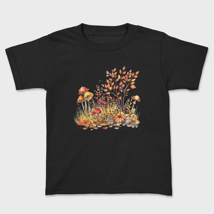 Autumn Mushrooms Leaves, Tricou Copii