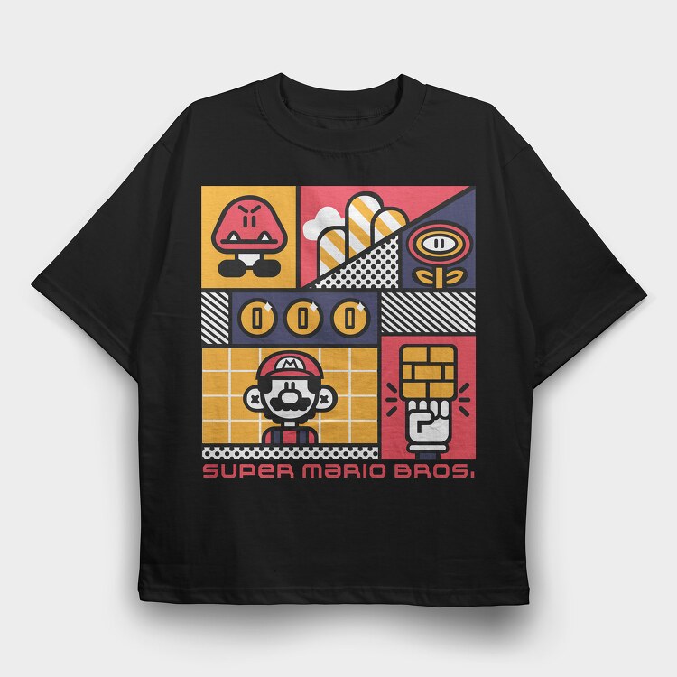 Mario Bros 2, Tricou Oversize Barbati (Unisex)