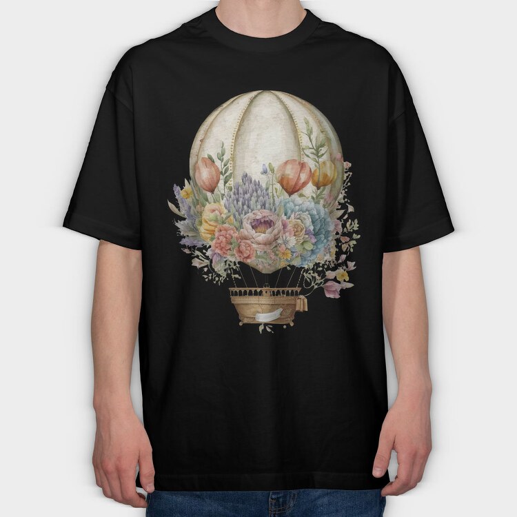 Balloon Floral Vintage, Tricou Oversize Barbati (Unisex)
