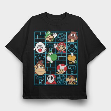 Mario Bros, Tricou Oversize Barbati (Unisex)