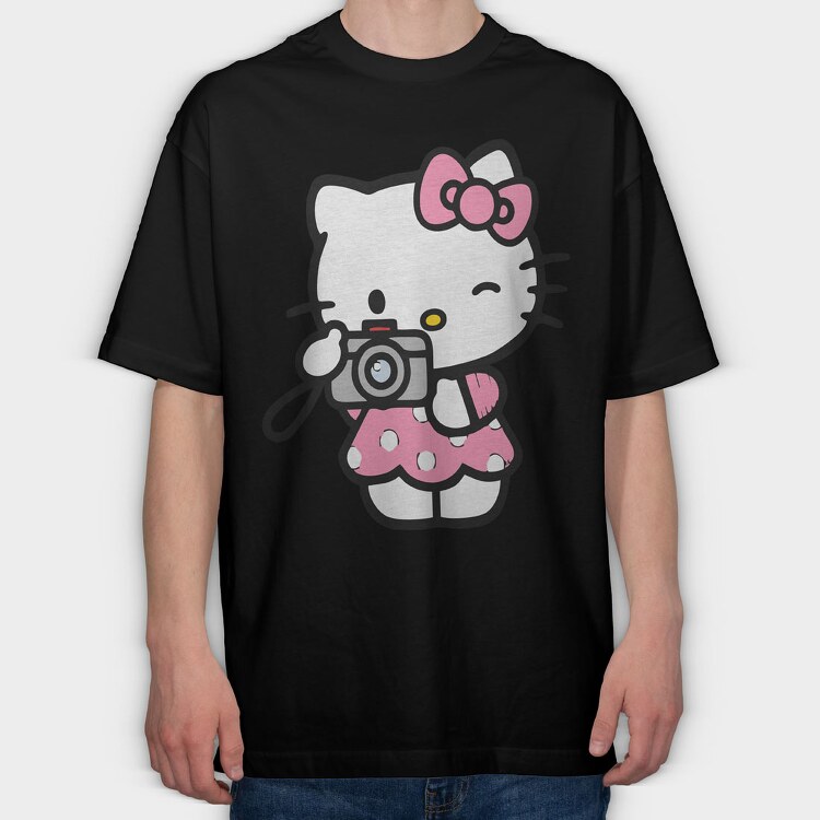Cartoon Retro Hello Kitty 1, Tricou Oversize Barbati (Unisex)