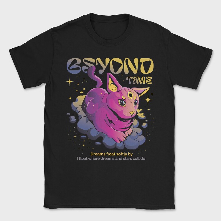 Beyond Time Cat Psychedelic, Tricou Barbati (Unisex)