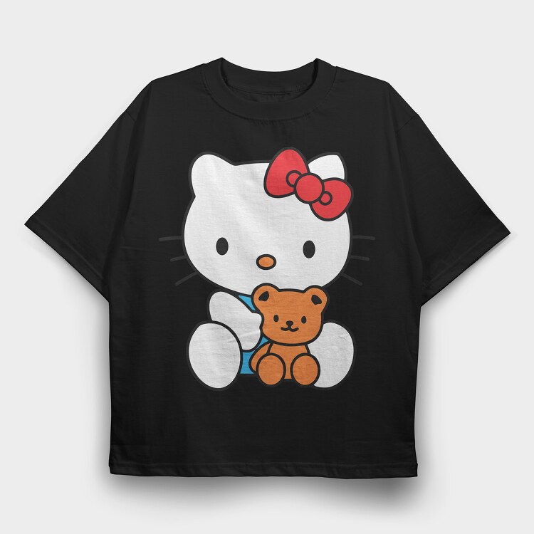 Cartoon Retro Hello Kitty 5, Tricou Oversize Barbati (Unisex)