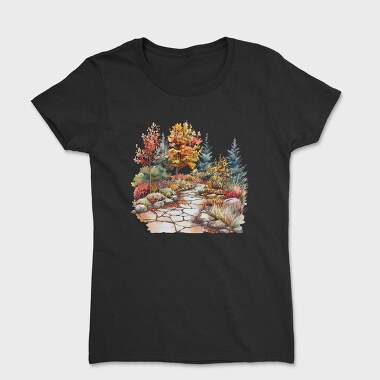 Autumn Pathway Watercolor, Tricou Femei