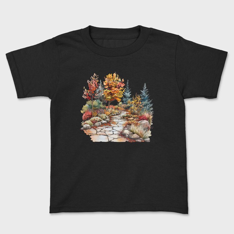 Autumn Pathway Watercolor, Tricou Copii
