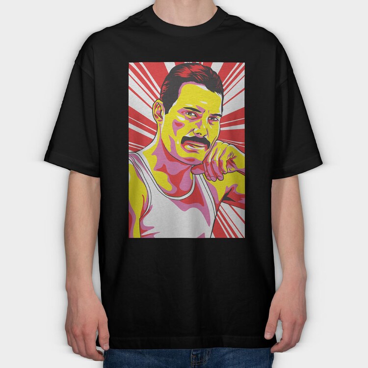 Freddie Mercury 3, Tricou Oversize Barbati (Unisex)