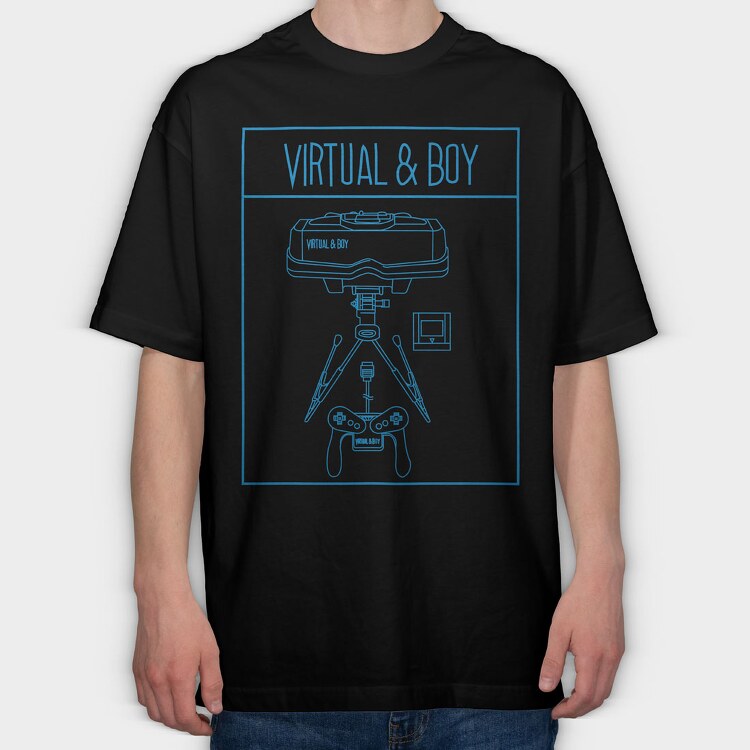 Retro Gaming Virtual And Boy, Tricou Oversize Barbati (Unisex)