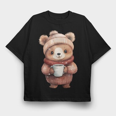 Bear Coffee Cup, Tricou Oversize Barbati (Unisex)
