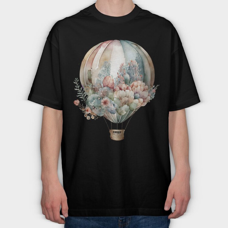 Balloon Floral Voyage, Tricou Oversize Barbati (Unisex)