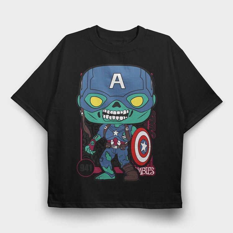 Funko Marvel Zombies captain america, Tricou Oversize Barbati (Unisex)