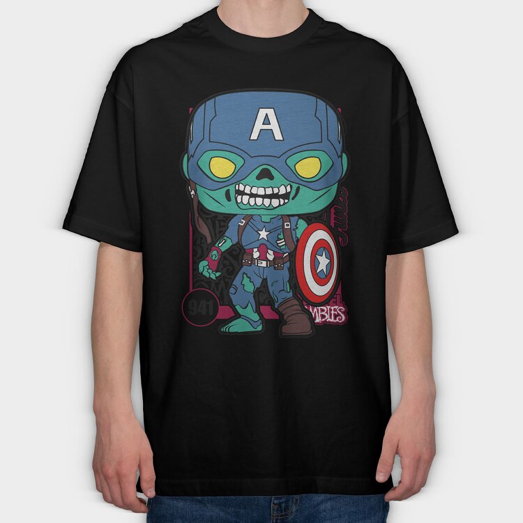 Funko Marvel Zombies captain america, Tricou Oversize Barbati (Unisex)