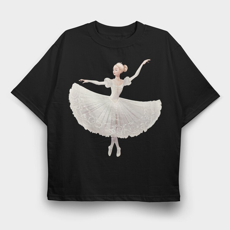 Ballet Dancer Illustration, Tricou Oversize Barbati (Unisex)