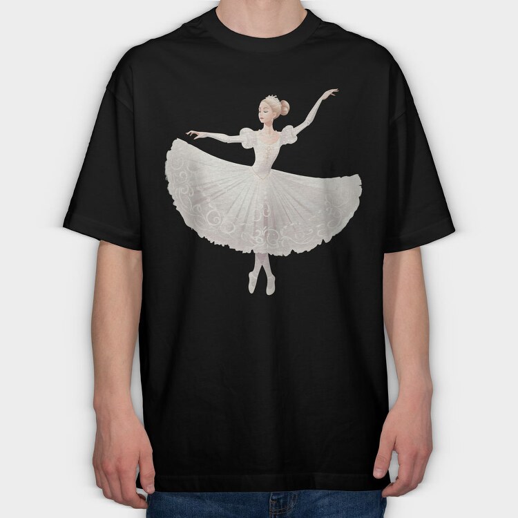 Ballet Dancer Illustration, Tricou Oversize Barbati (Unisex)