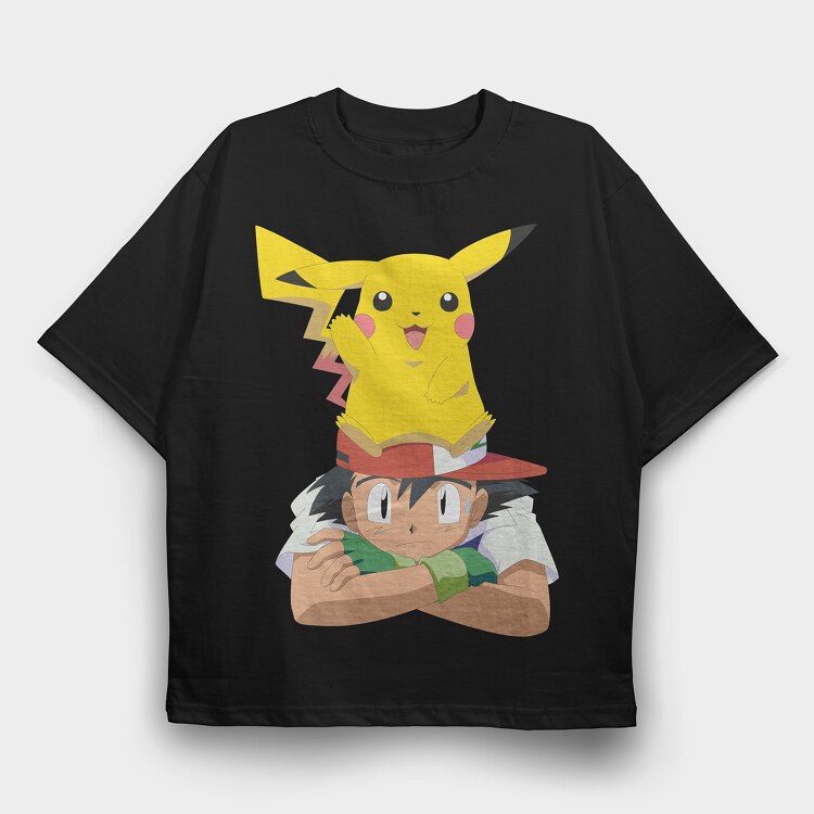 Cartoon Retro Pokemon 1, Tricou Oversize Barbati (Unisex)