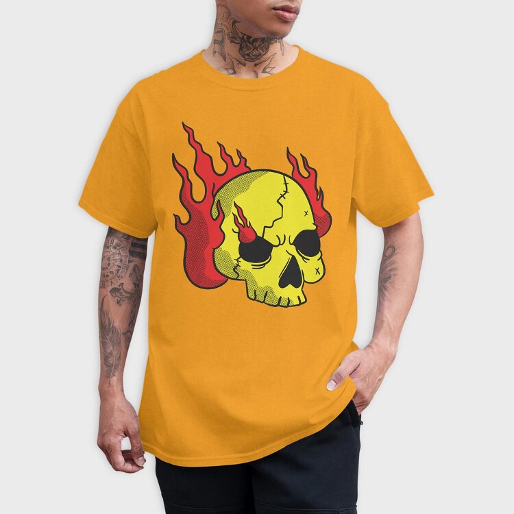 Burning Skull, Tricou Barbati (Unisex)