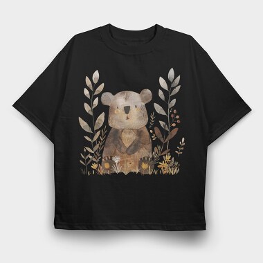 Bear Flower Friends, Tricou Oversize Barbati (Unisex)