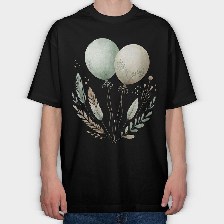Balloons Leaves Bear, Tricou Oversize Barbati (Unisex)