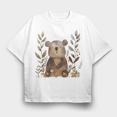 Bear Flower Friends, Tricou Oversize Barbati (Unisex)