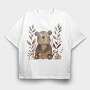 Bear Flower Friends, Tricou Oversize Barbati (Unisex)