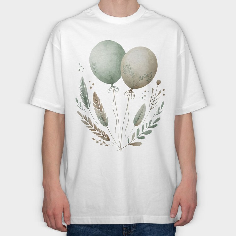 Balloons Leaves Bear, Tricou Oversize Barbati (Unisex)