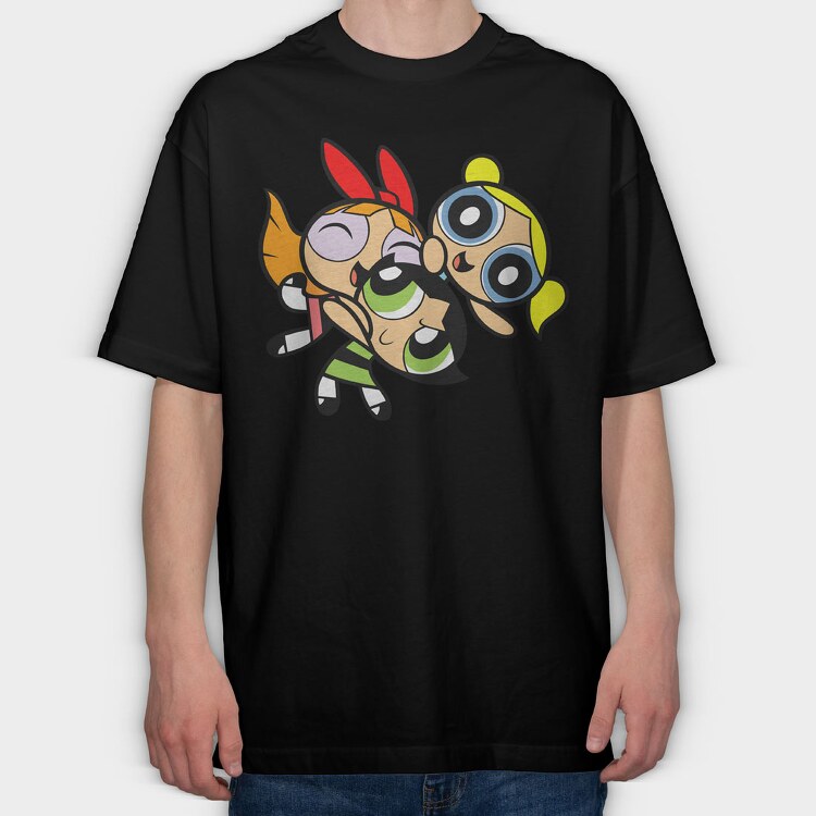 Cartoon Retro the Powerpuff Girls 1, Tricou Oversize Barbati (Unisex)