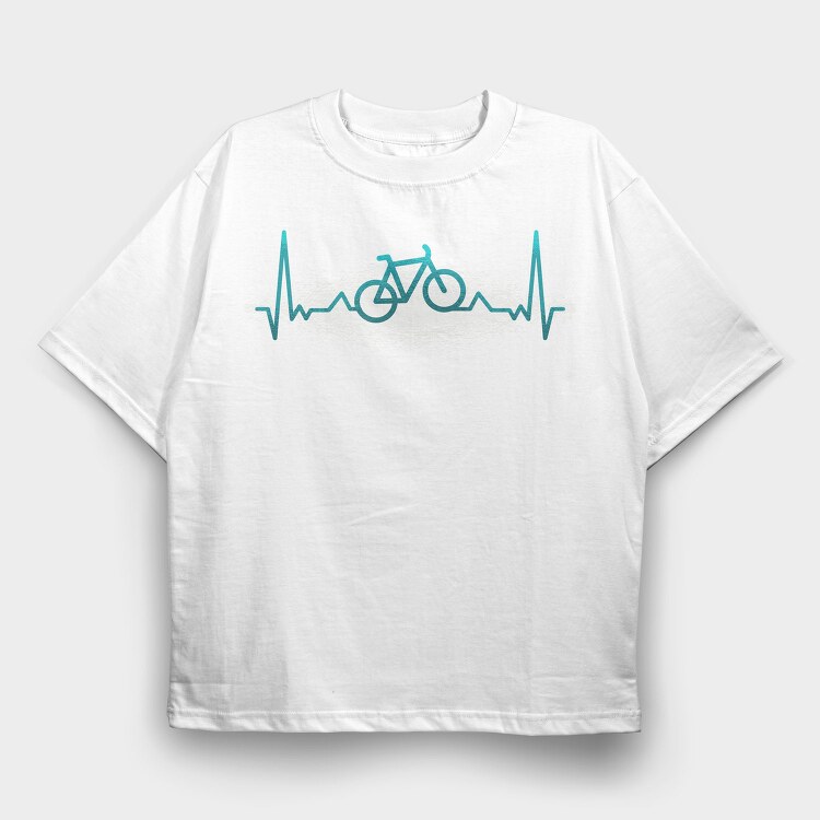 Bike Heartbeats, Tricou Oversize Barbati (Unisex)