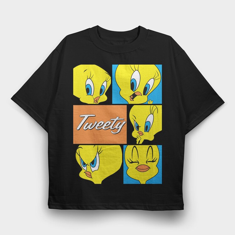 Cartoon Retro Tweety 1, Tricou Oversize Barbati (Unisex)