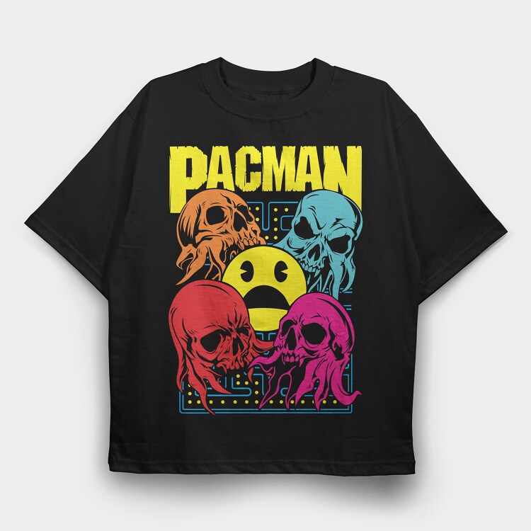 Pacman, Tricou Oversize Barbati (Unisex)