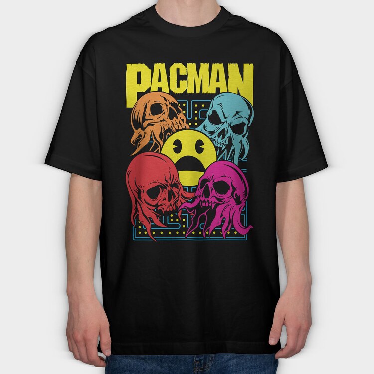 Pacman, Tricou Oversize Barbati (Unisex)