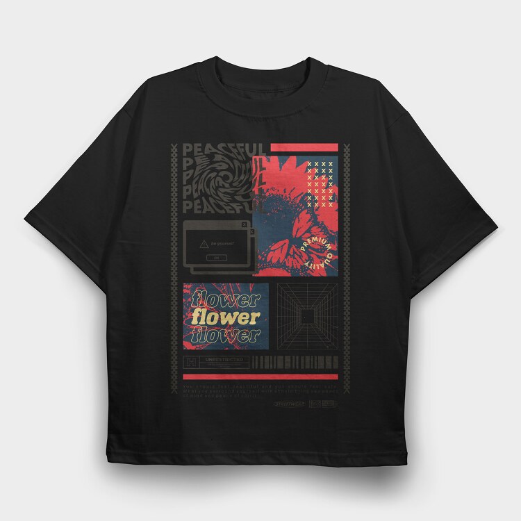 Peaceful 1, Tricou Oversize Barbati (Unisex)