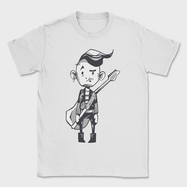 Character Holding Guitar Punk, Tricou Barbati (Unisex)