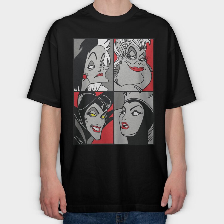 Villanas Disney Pop Art, Tricou Oversize Barbati (Unisex)