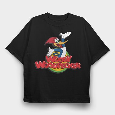 Cartoon Retro Woody Woodpecker 4, Tricou Oversize Barbati (Unisex)