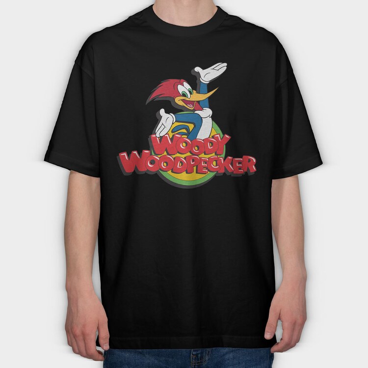 Cartoon Retro Woody Woodpecker 4, Tricou Oversize Barbati (Unisex)