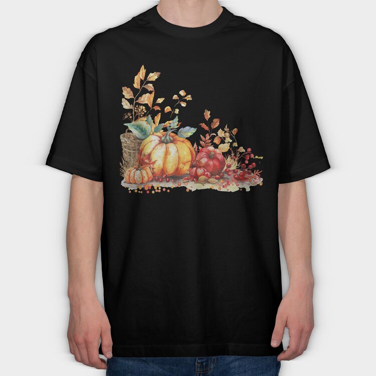 Autumn Pumpkin Bounty, Tricou Oversize Barbati (Unisex)