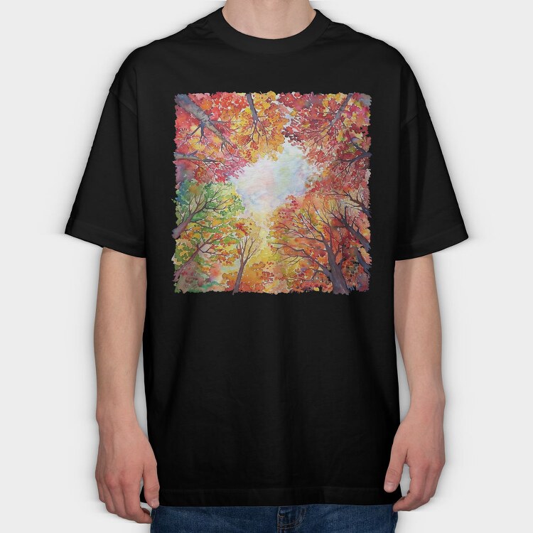 Autumn Leaves Forest, Tricou Oversize Barbati (Unisex)