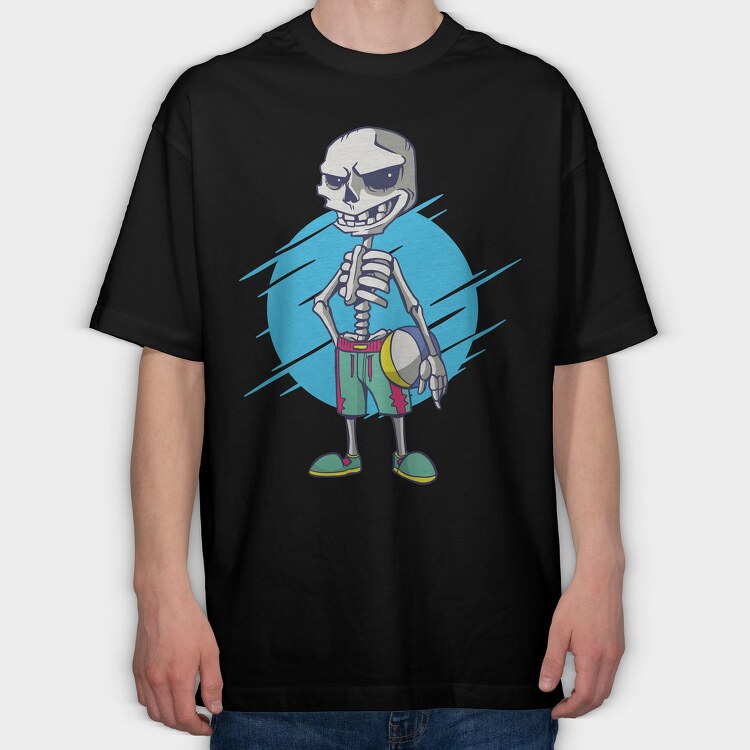 Beach Volley Skull, Tricou Oversize Barbati (Unisex)
