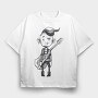 Character Holding Guitar Punk, Tricou Oversize Barbati (Unisex)